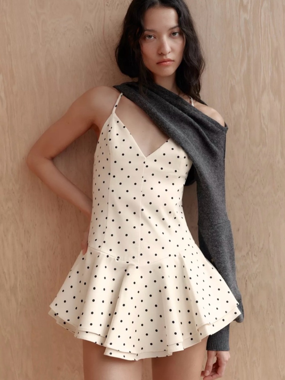 ZARA Polka Dot Cream Mini Dress